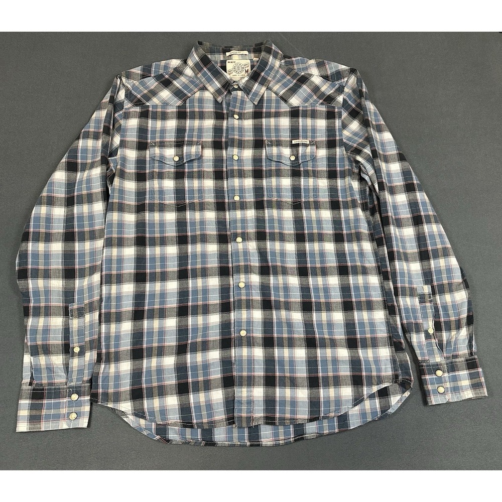 Lucky Brand Pearl Snap Western Shirt Mens Medium Classic Fit Plaid